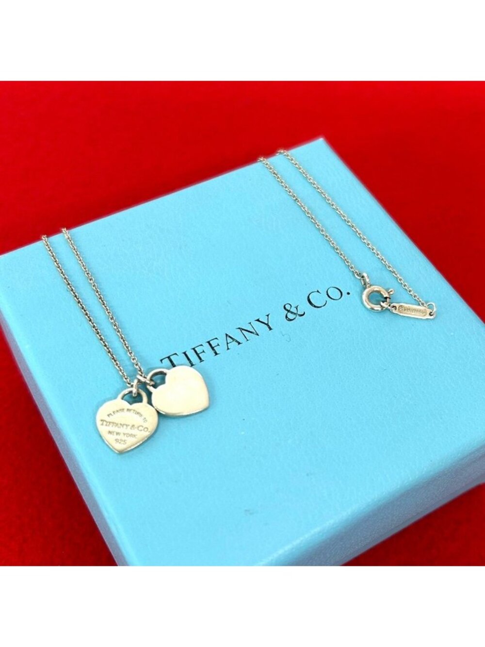 Tiffany & Co Return to Tiffany Double Heart Tag Pendant 925 Sterling Silver